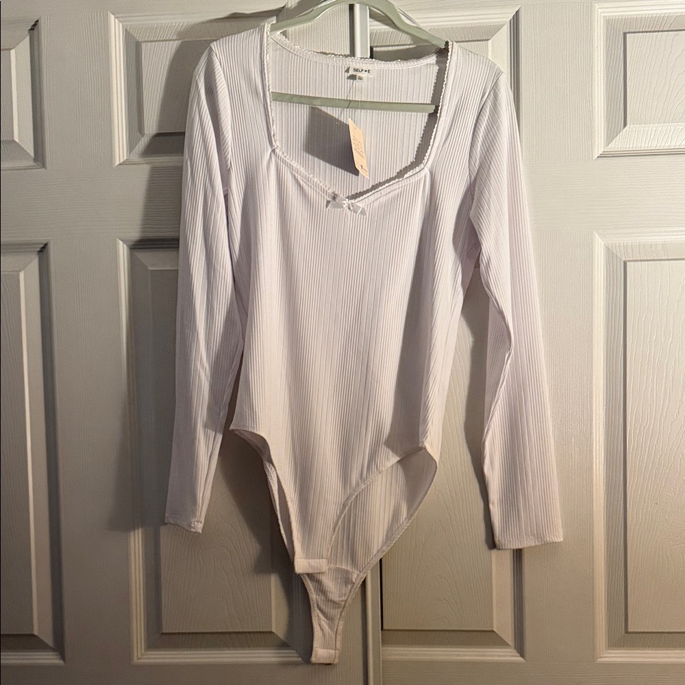 White Ribbed Bodysuit